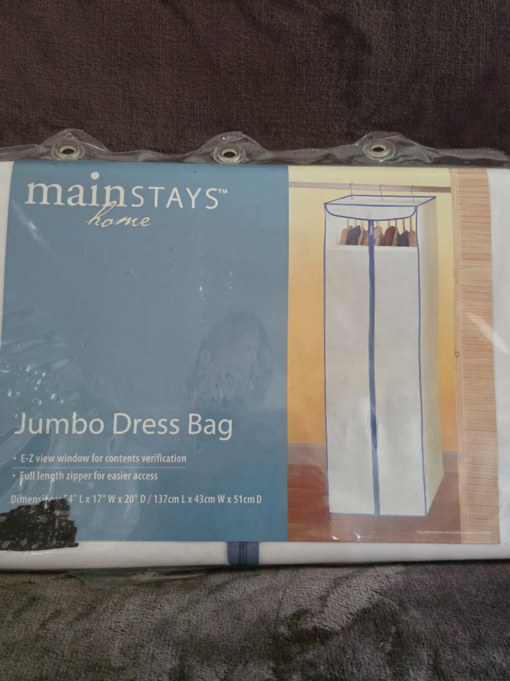Mainstays Home White Jumbo Dress Bag / Portable Closet Organizer-NWT